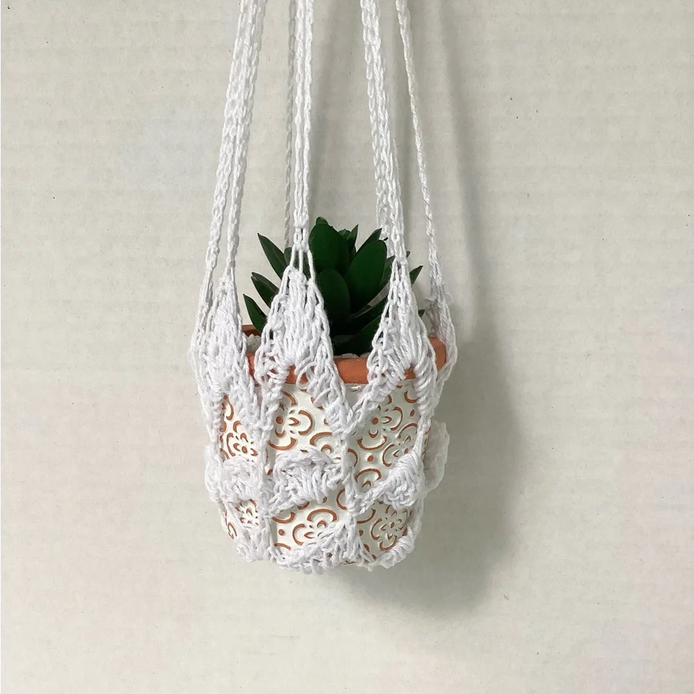 Plant Hanger Mini Hand Crafted White Terrarium Necessity Boho Dorm Botanical - Picture 7 of 15
